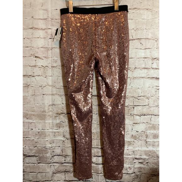 Project Runway Pants Womens Small All Over Sequins Blush Pink Pull On Stretch - Picture 15 of 15